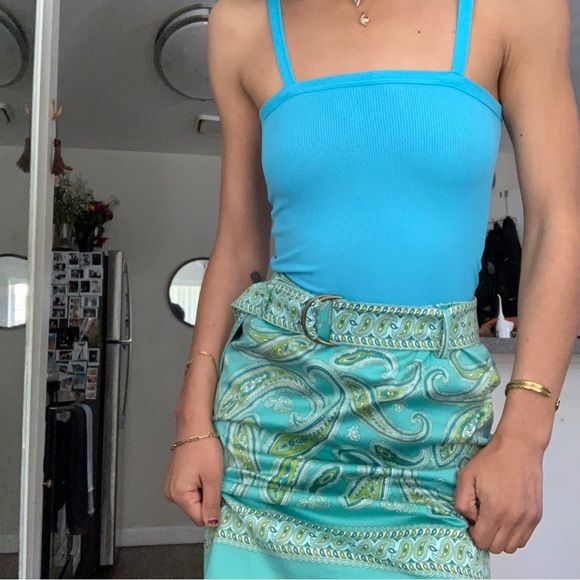 Pattern Skirt ~Valerie Stevens Petite💚💙With Belt - Picture 8 of 8